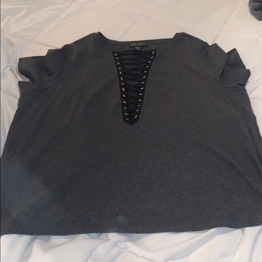 Gray Low-Cut Top